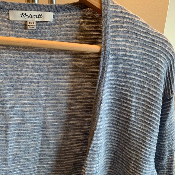 Madewell Blue White Stripe Mid-Length Cardigan - Picture 2 of 3